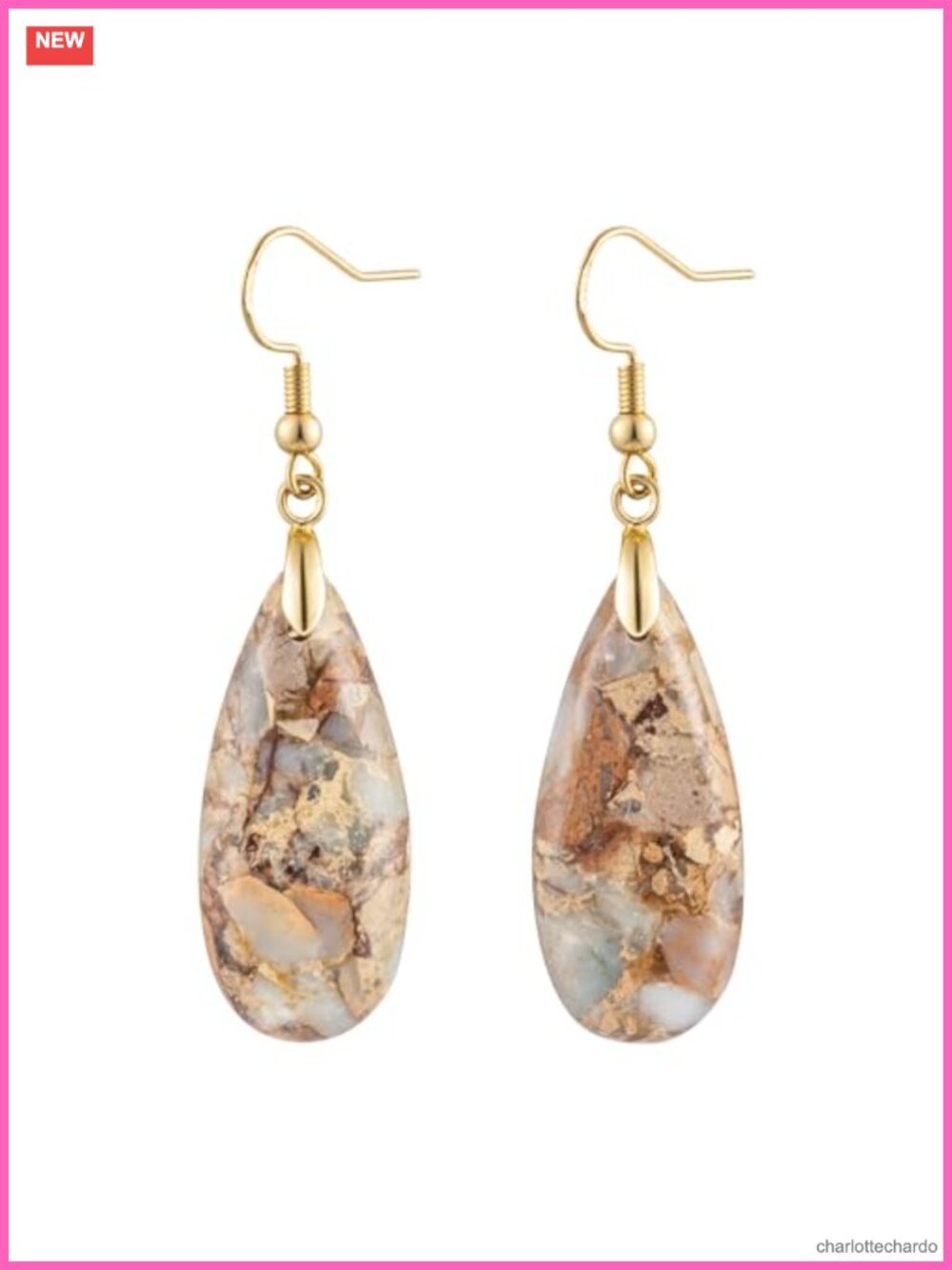 Teardrop Jasper Stone Dangle Earrings for Women Drop Earrings 2.3 Inch
